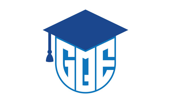 GQE initial letter academic logo design vector template. school college logo, university logo, graduation cap logo, institute logo, educational logo, library logo, teaching logo, book shop, varsity	
