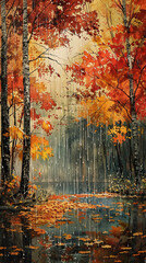 Cascading rain shower enhancing fall hues