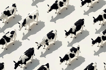 Ilustracja, wzór, krowy na białym tle - obrazy, fototapety, plakaty