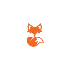 Cute Face Fox with tail logo design