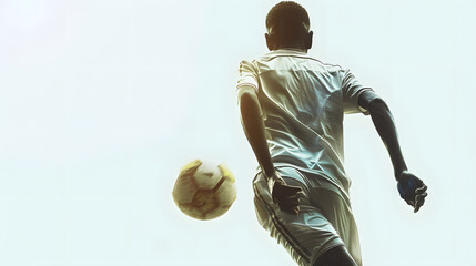 Football player in white dress plays with ball isolated on the white background. Euro Cup design wallpaper
