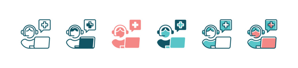 online virtual doctor consultation icon set health care check-up diagnosis assistant vector illustration