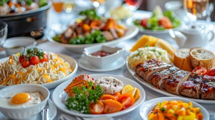 A table with plates of various types of food