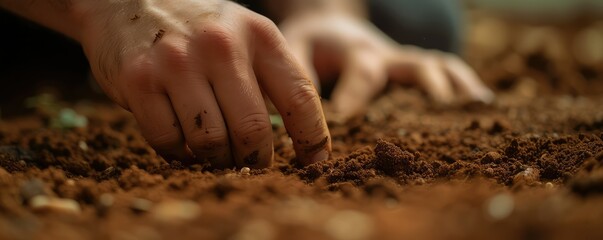 hands planting tree in the soil - obrazy, fototapety, plakaty