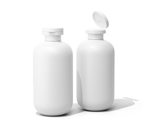 Blank white cosmetic shampoo bottle Isolated On Transparent Background. cosmetic packaging. 3D Render.