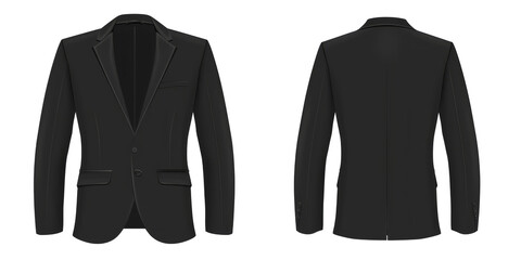 classic black jacket mockup with front and back views