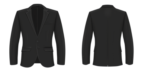 classic black jacket mockup with front and back views