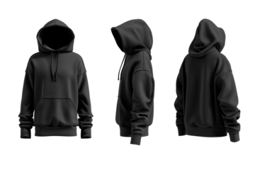 black tracksuit mockup with front and back views,