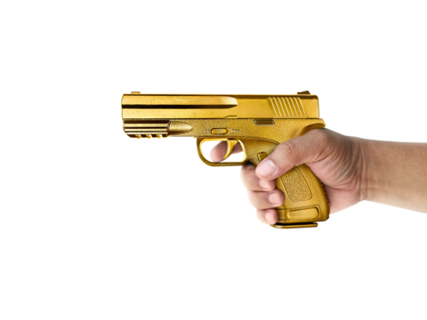 A man with gun gold metal, transparent background