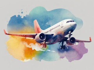 airplane illustration watercolor