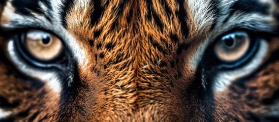 Deurstickers close up tiger eyes and face © kucret