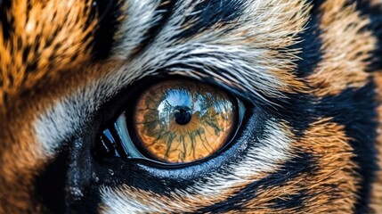 close up tiger eyes and face