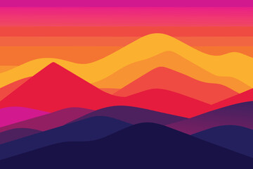 Fototapeta na wymiar Vector of abstract backgrounds with copy space for text and bright vibrant gradient colors - landscape with mountains and hills - Horizontal banners and background for social media stories