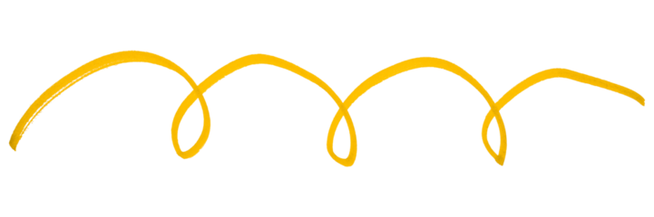 Yellow stroke brush isolated on transparent background.