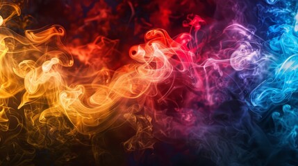 colorful smoke on dark background - obrazy, fototapety, plakaty