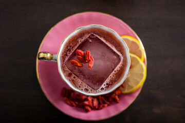 A Delightful Cocktail Served on a Cute Plate.