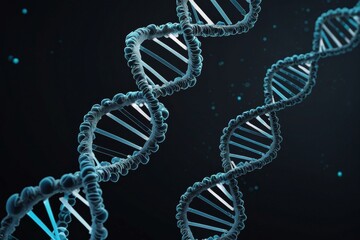 Abstract luminous DNA molecule. Doctor using tablet and check with analysis chromosome DNA genetic of human on virtual interface. Medicine. Medical science and biotechnology.