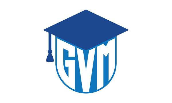 GVM initial letter academic logo design vector template. school college logo, university logo, graduation cap logo, institute logo, educational logo, library logo, teaching logo, book shop, varsity	
