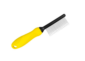 Isolated black and yellow dog comb