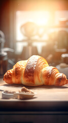 Croissant Baked food dessert dessert afternoon tea photography poster background