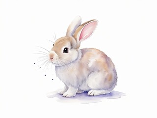 Obraz premium Watercolor cute isolate bunny or rabbit. Watercolor illustration isolated on white background. Generative AI.