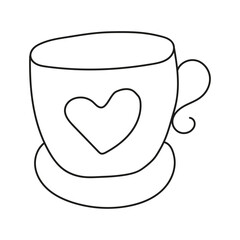 Mug. Vector illustration in doodle style. Isolated on white background