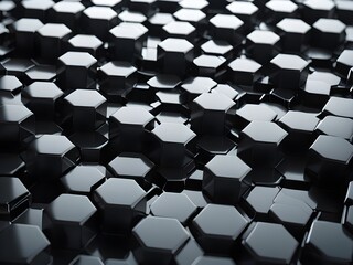 black 3d hexagonal tessellated mesh sphere