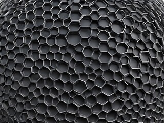 black 3d hexagonal tessellated mesh sphere