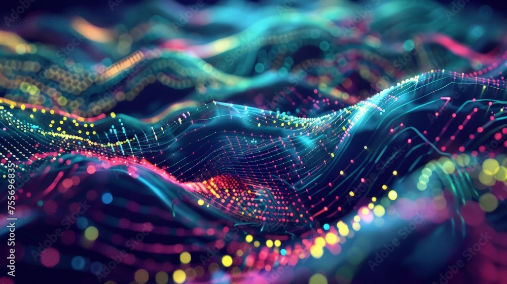 Poster big data visualization. futuristic infographics aesthetic design. visual information complexity.