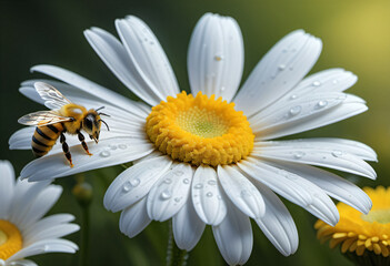 Close-up photo of bee on daisy