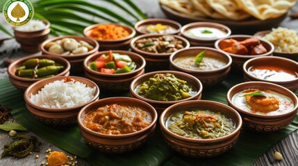 A festive spread of traditional Ugadi dishes such as Ugadi Pachadi, symbolizing different flavors of life for Ugadi