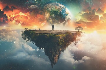 2D illustrate of Contemplate the end times with Eschatology exploring beliefs about the ultimate fate of humanity and the universe. - obrazy, fototapety, plakaty