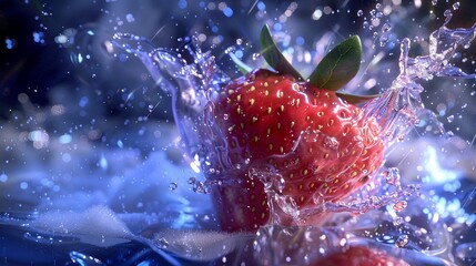 3D Illustrate of Behold the awakening of legends as a Strawberry charged with elemental energy - obrazy, fototapety, plakaty