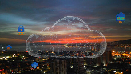Cloud computing concept. Communication network. High quality photo - 755700668