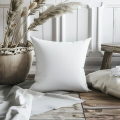 Blank white soft pillow mock up for product presentation. 