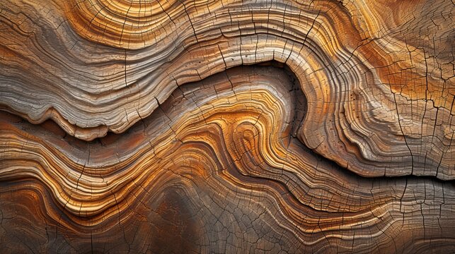 A close up of a piece of wood with a knot in the middle. The wood is brown and has a rough texture. Scene is rustic and natural.