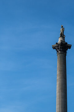 Nelsons Column Trafalger Square Against A Clear Blue Sky