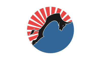 Naklejka premium Strong bull silhouette illustration design vector