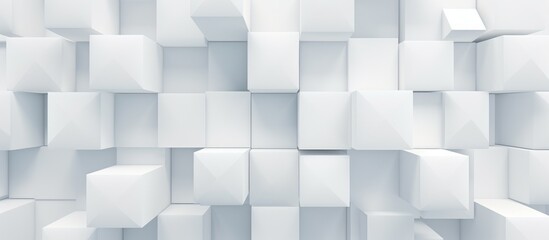 Abstract geometric seamless texture for business, company and industry. Futuristic white polygonal square cube digital wall background.