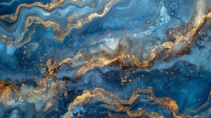Fototapeta premium Blue and Gold Marble Wallpaper 