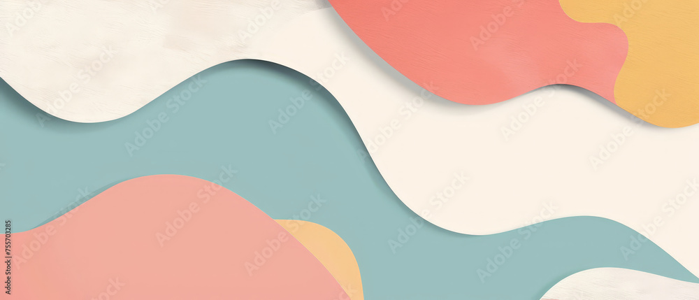 Sticker A colorful abstract painting with a blue and pink wave