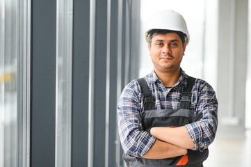portrait of engineering asian man construction worker.