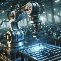 Robotic arm at work in the factory