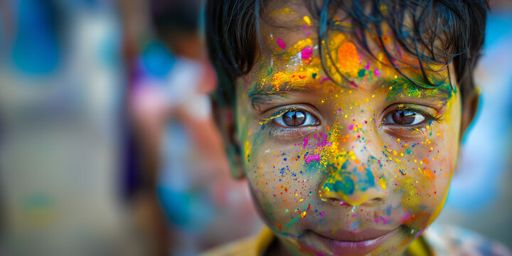 Vivid Charm: Boy Drenched in Colors