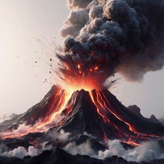 Illustration of an exploding volcano