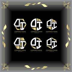 OI letter luxury logo set design.OI monogram polygonal and circle shape vector. OI luxury design.