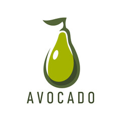 Avocado farm, juice and oil icon. Isolated vector green, pear-shaped fruit, symbolize health, nutrition and freshness. Simple yet dynamic symbol or label embodies natural goodness and eco production