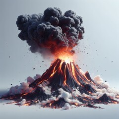 3D model of an exploding volcano