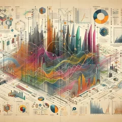 Fotobehang Illustration of a complex graphic chart © gpahas