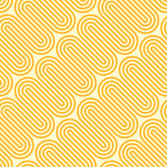 Ramen pattern, yellow noodle pasta seamless ornament. Vector tile background, featuring delectably intertwined macaroni or spaghetti strands, forming an appetizing and visually pleasing textured waves